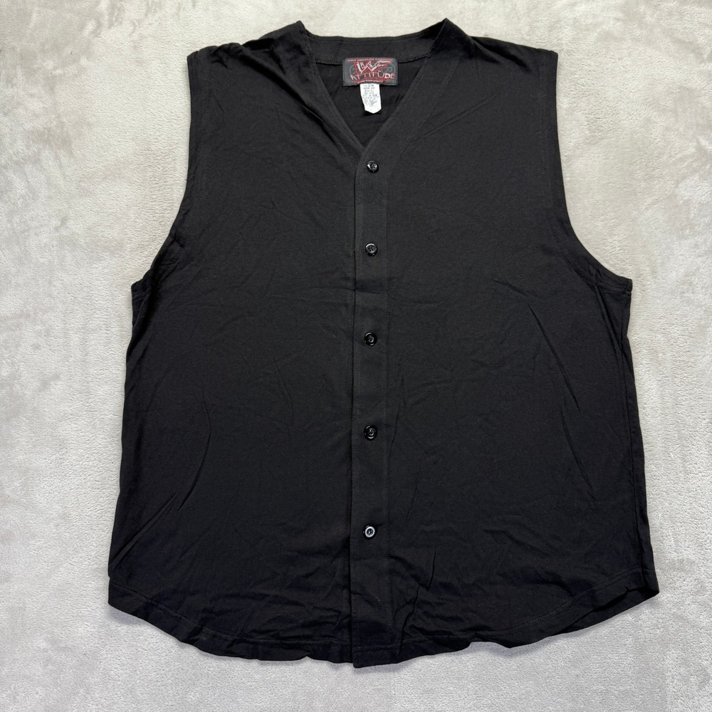 Vintage WWF Shirt Men's Large Black Mankind‎ Vest 90's Wrestling Attitude Era